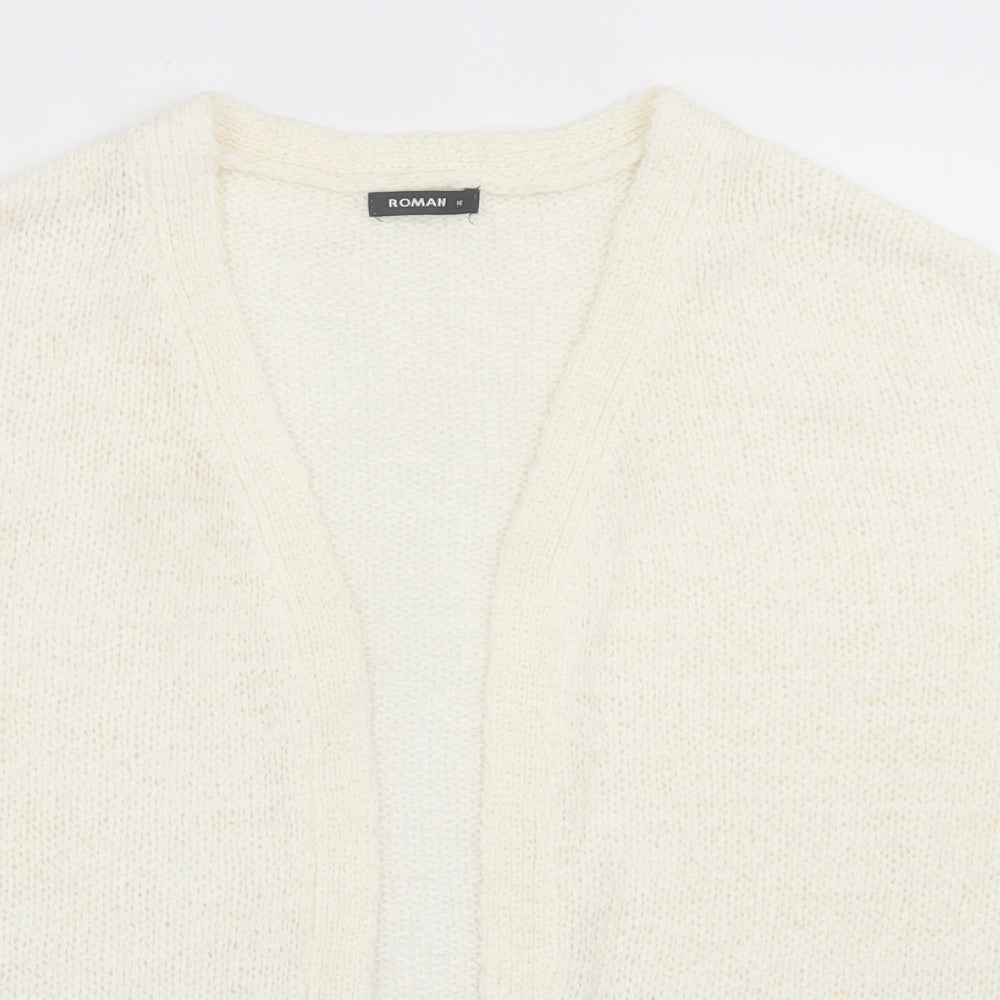 Roman Womens Ivory V-Neck  Acrylic Cardigan Jumper Size 14