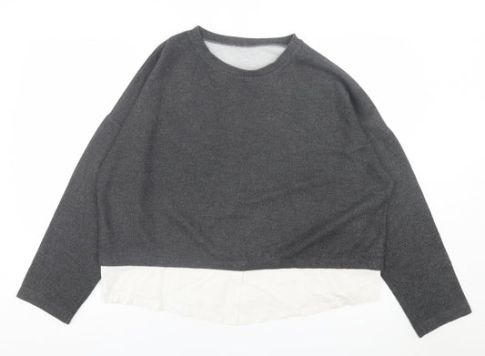 New Look Womens Grey Crew Neck  Polyester Pullover Jumper Size 18