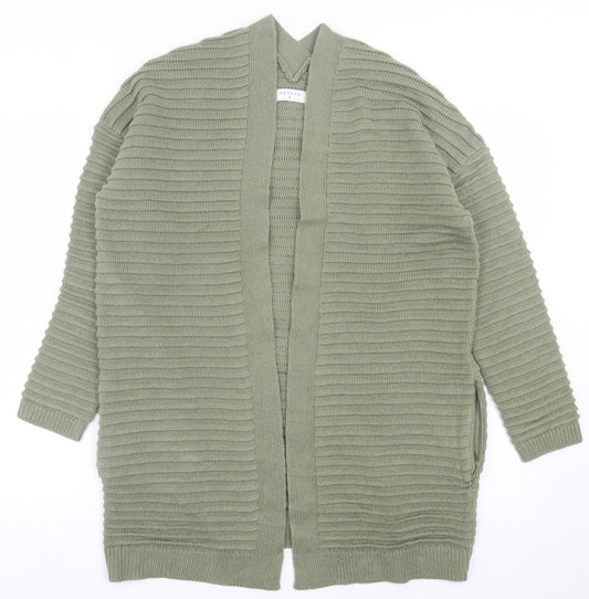 Papaya Womens Green V-Neck  Acrylic Cardigan Jumper Size S