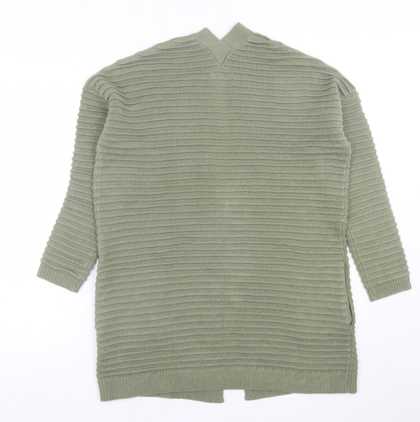 Papaya Womens Green V-Neck  Acrylic Cardigan Jumper Size S