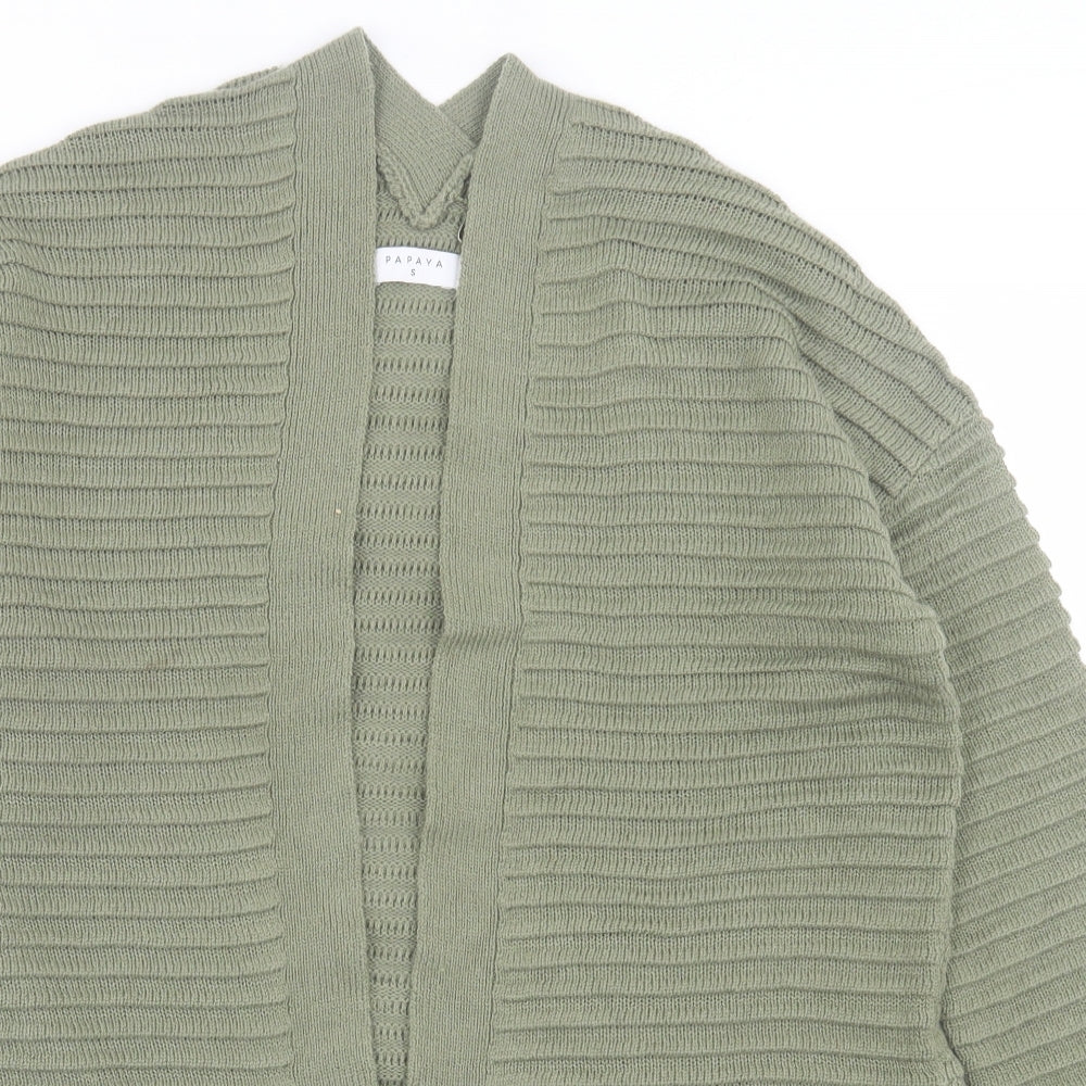 Papaya Womens Green V-Neck  Acrylic Cardigan Jumper Size S