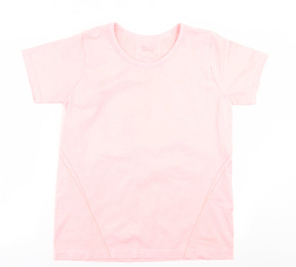 Dunnes Womens Pink  Nylon Basic T-Shirt Size S Crew Neck Pullover