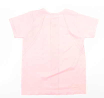 Dunnes Womens Pink  Nylon Basic T-Shirt Size S Crew Neck Pullover