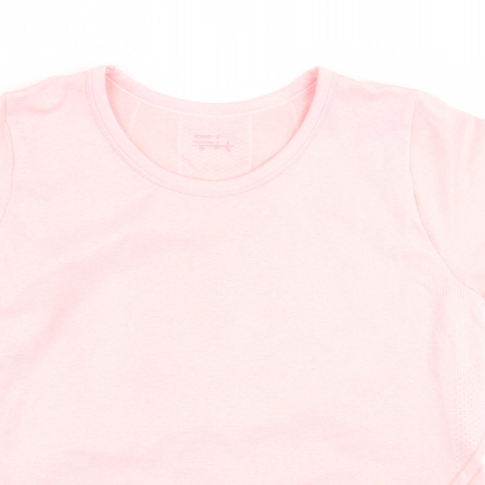 Dunnes Stores Womens Pink  Nylon Basic T-Shirt Size S Crew Neck Pullover