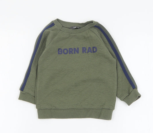 Primark Boys Green  Polyester Pullover Sweatshirt Size 12-13 Years  Pullover