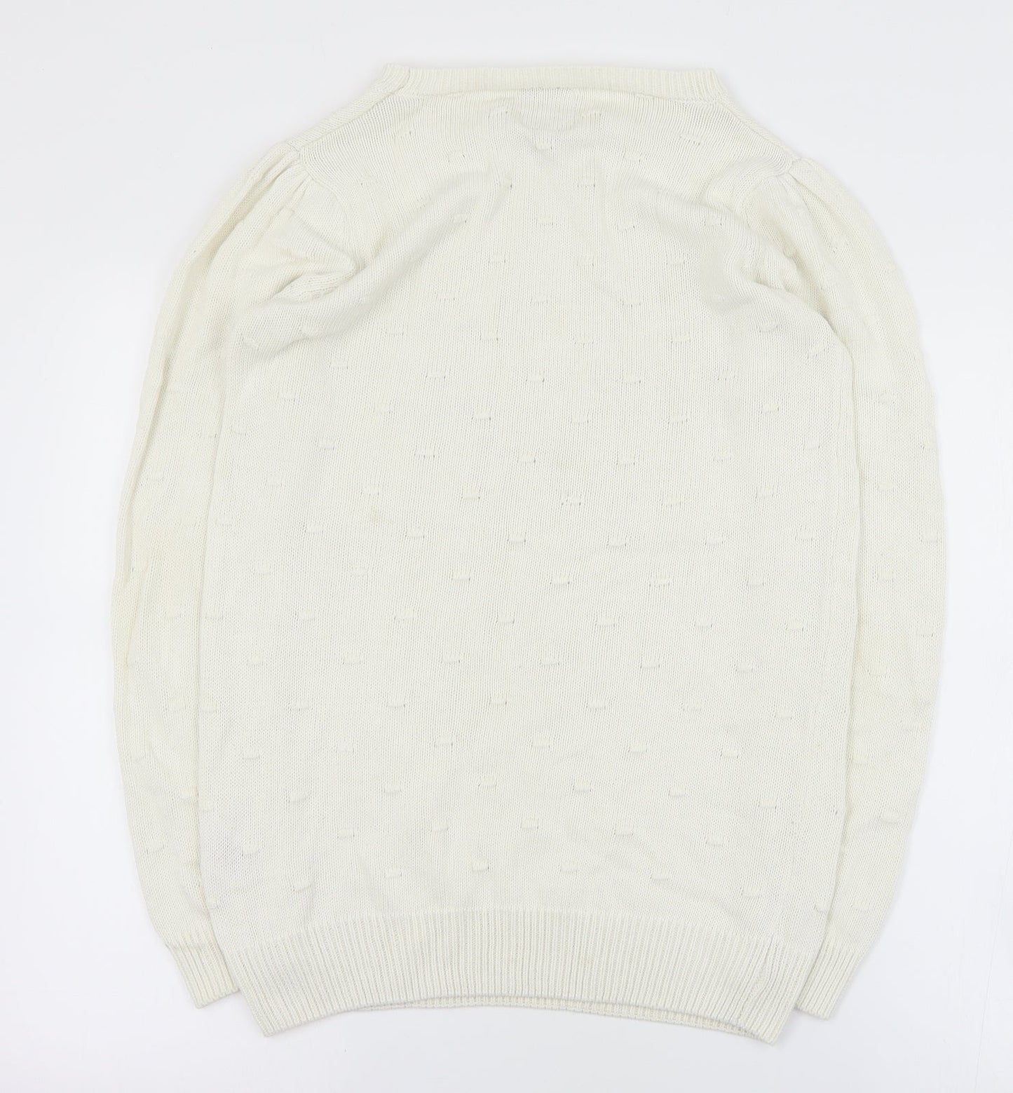 Bellfield Womens White Round Neck  Cotton Pullover Jumper Size S