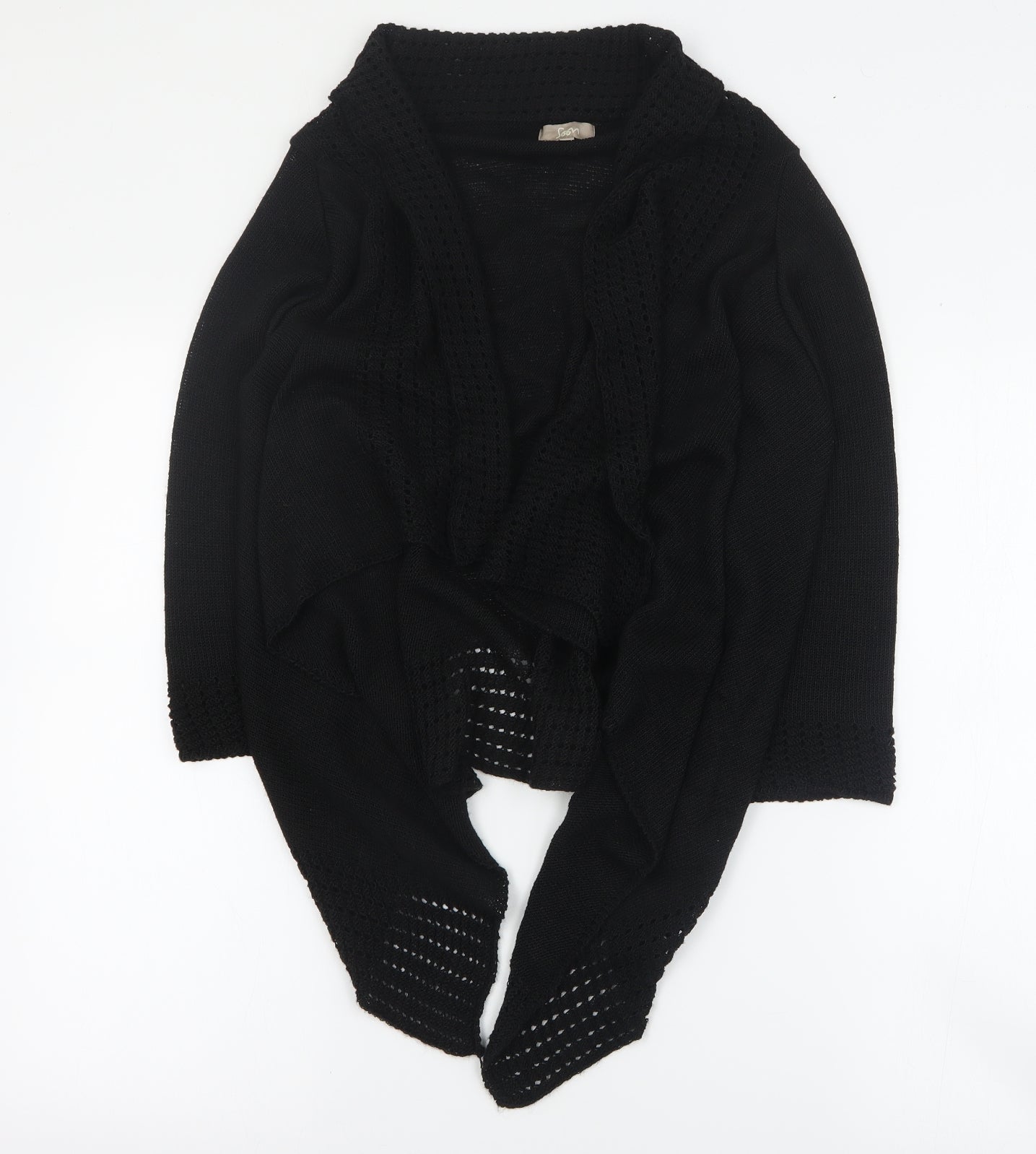 Soon Womens Black V-Neck  Acetate Cardigan Jumper Size M