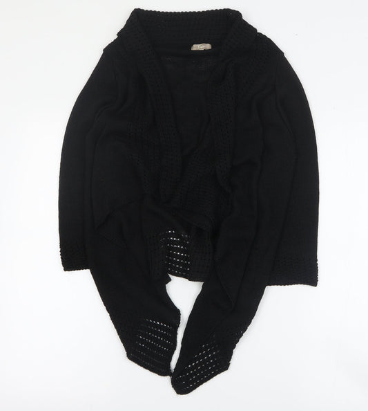 Soon Womens Black V-Neck  Acetate Cardigan Jumper Size M