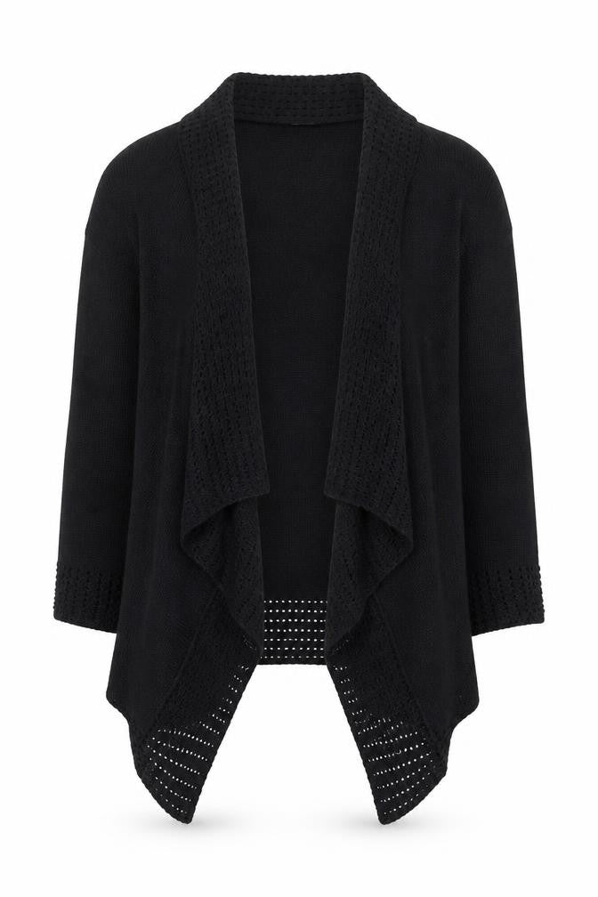 Soon Womens Black V-Neck  Acetate Cardigan Jumper Size M