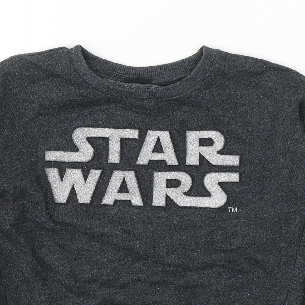 Star Wars Boys Grey  Cotton Pullover Sweatshirt Size 3-4 Years  Pullover