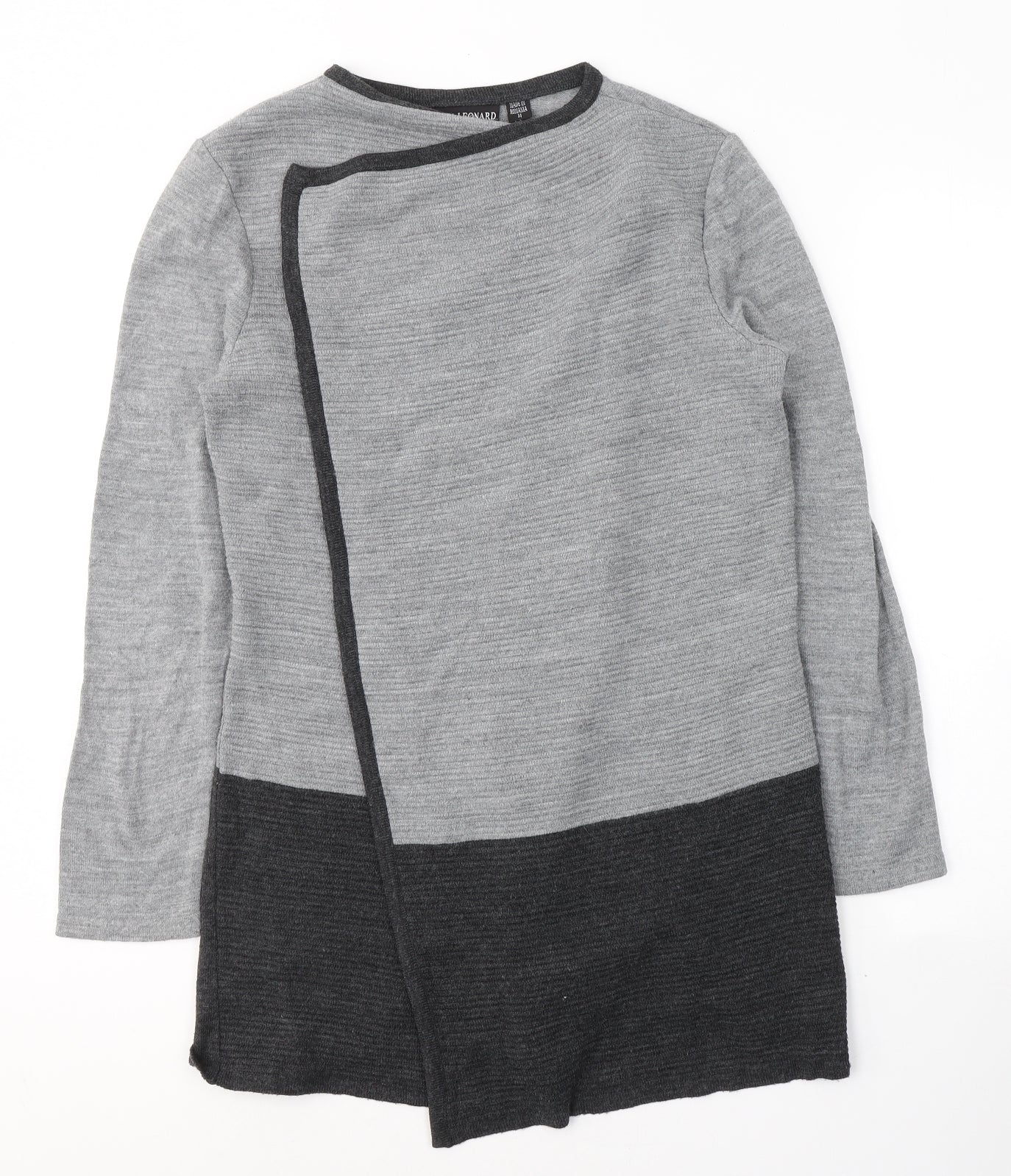 Nina Leonard Womens Grey Round Neck  Acrylic Wrap Jumper Size M