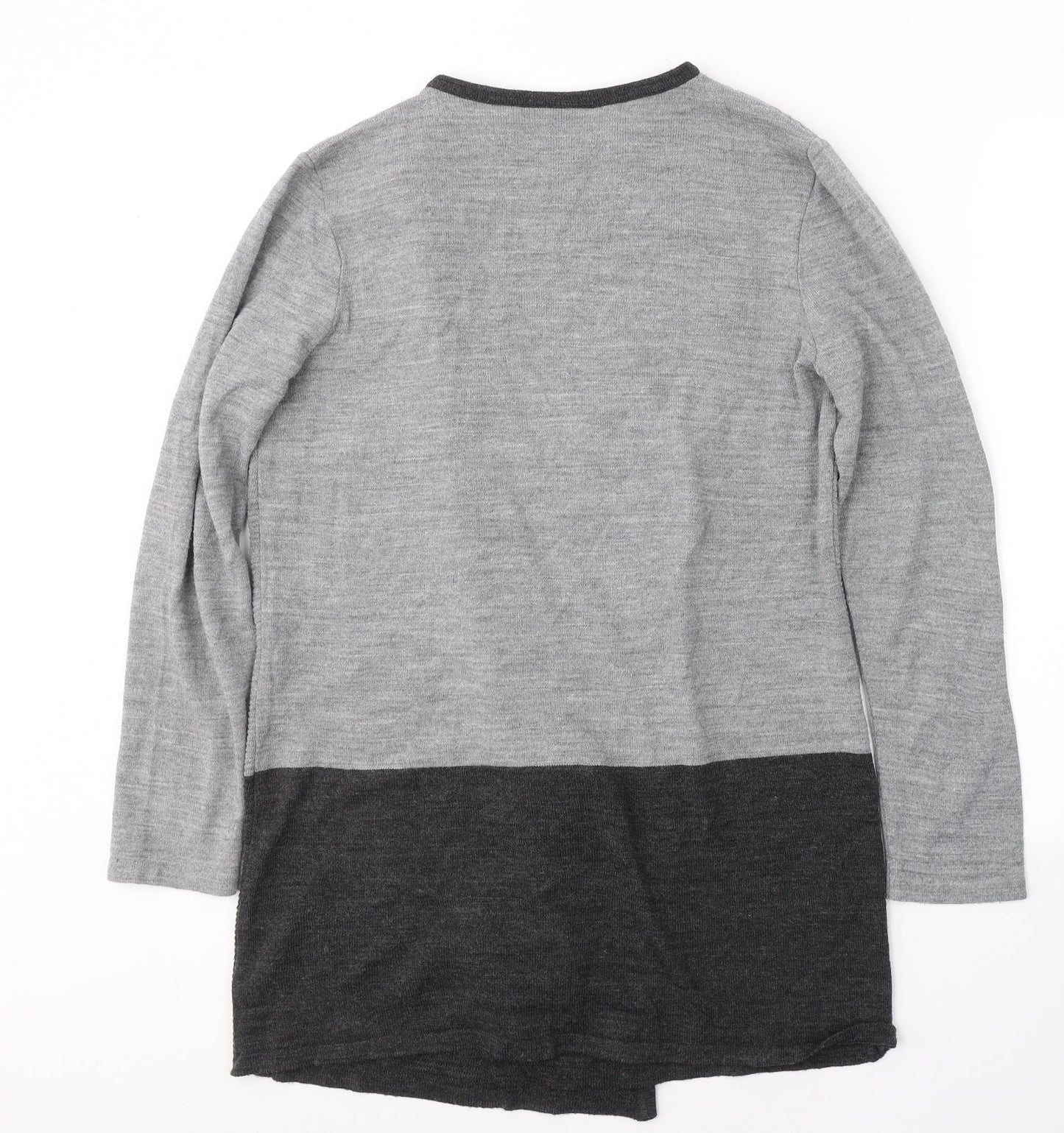 Nina Leonard Womens Grey Round Neck  Acrylic Wrap Jumper Size M