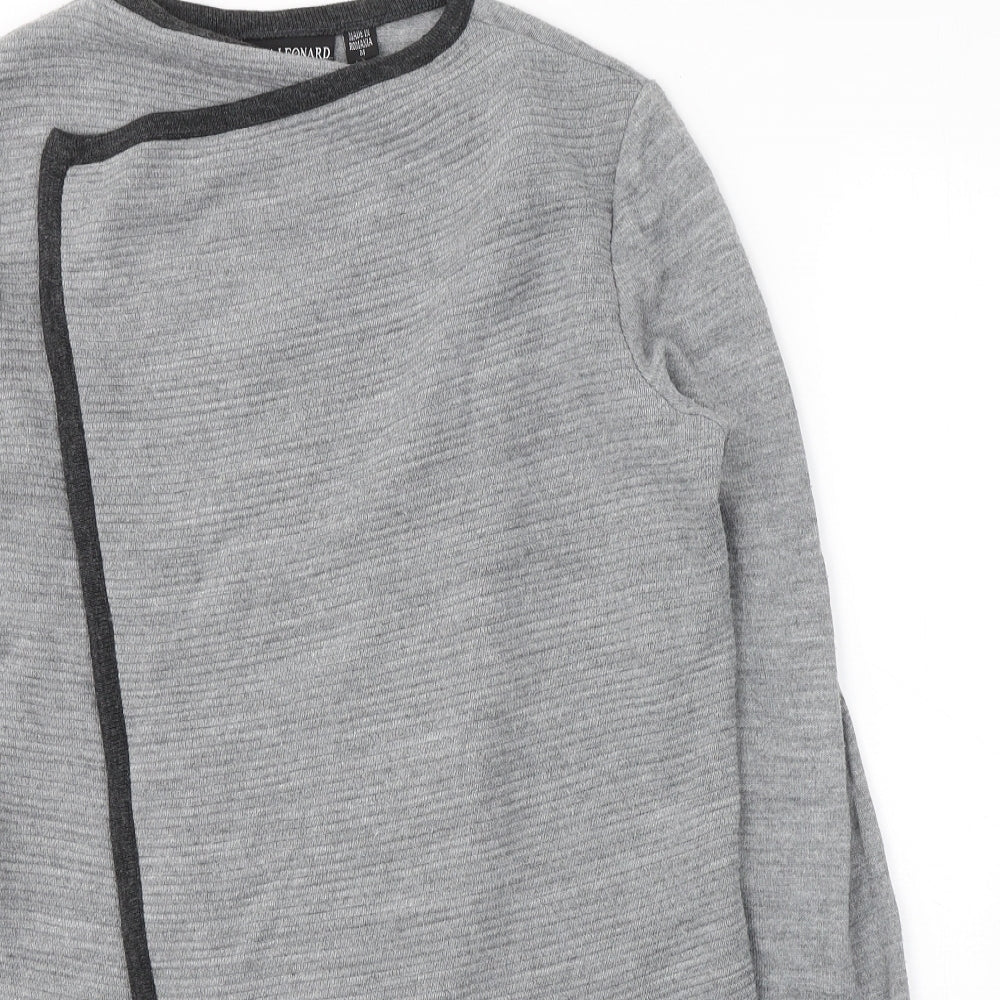 Nina Leonard Womens Grey Round Neck  Acrylic Wrap Jumper Size M