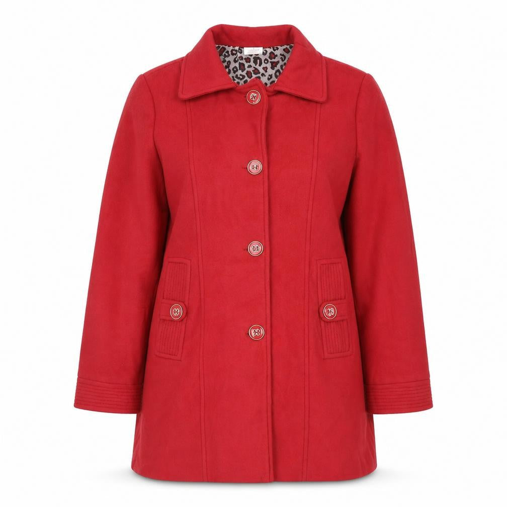 Anne De Lancay Womens Red   Pea Coat Coat Size L  Button