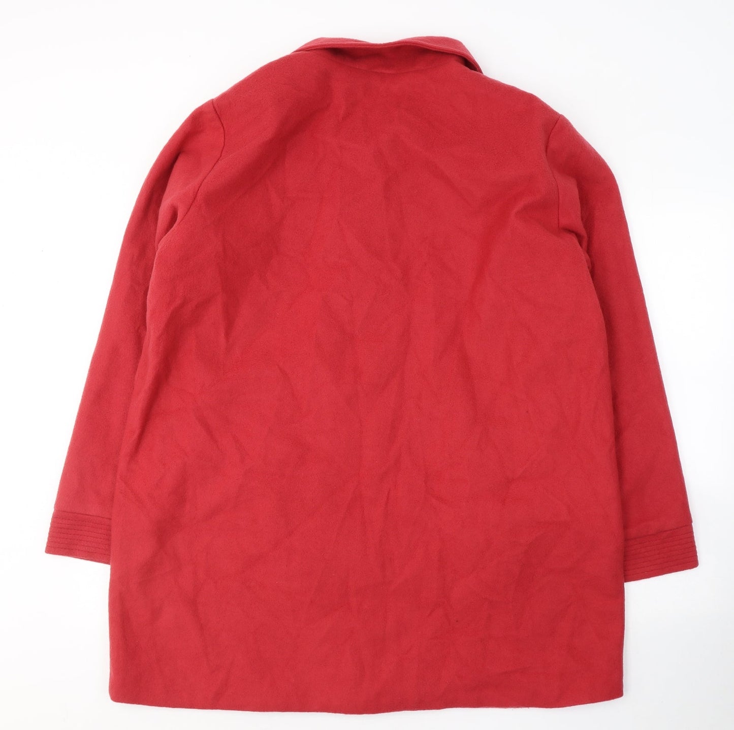 Anne De Lancay Womens Red   Pea Coat Coat Size L  Button
