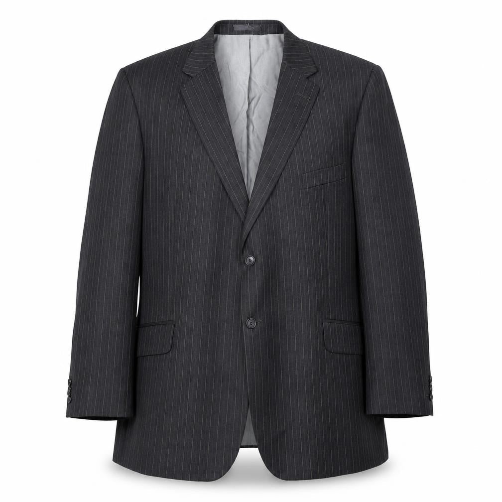Preworn Mens Grey Striped Wool Jacket Suit Jacket Size 46