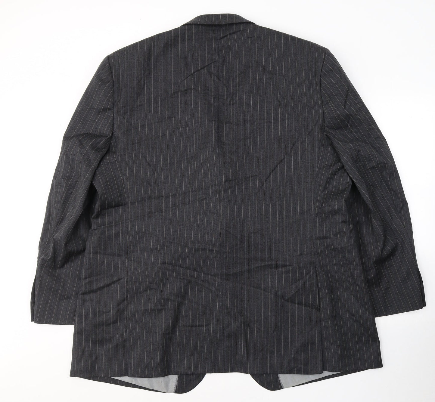 Preworn Mens Grey Striped Wool Jacket Suit Jacket Size 46