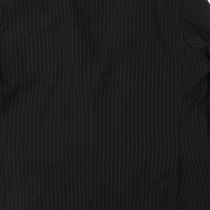 Preworn Mens Black Striped Polyester Jacket Suit Size 46