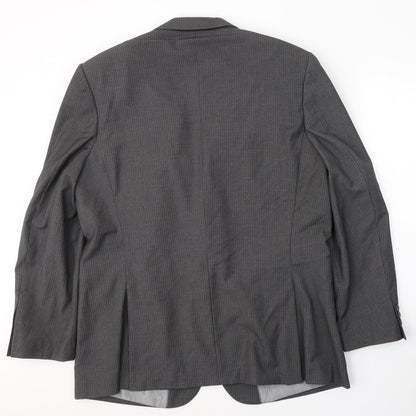 JACK REID Mens Grey Striped Polyester Jacket Suit Jacket Size 46