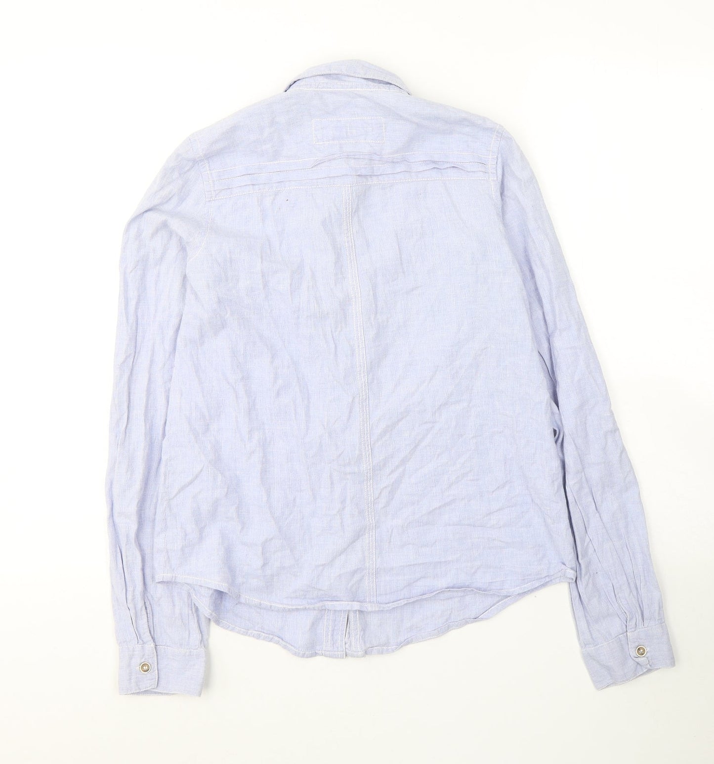 River Island Womens Blue  Cotton Basic Button-Up Size 8 Collared
