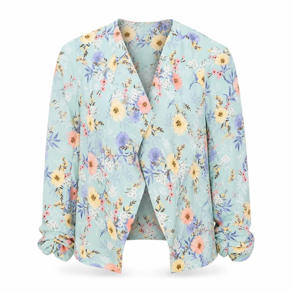 New Look Womens Blue Floral  Jacket Blazer Size 8