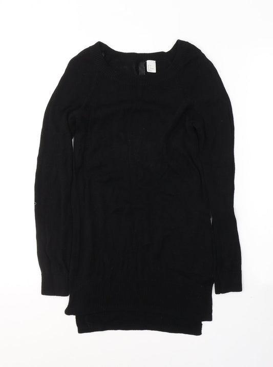 H&M Womens Black Round Neck  Acrylic Tunic Jumper Size 6   - open back