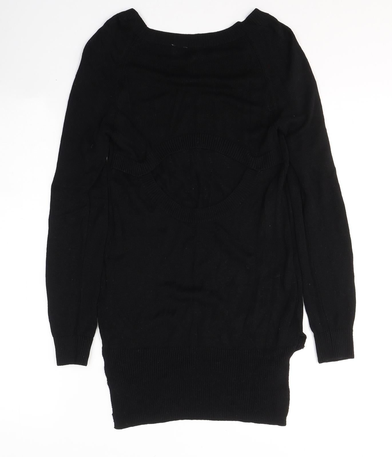 H&M Womens Black Round Neck  Acrylic Tunic Jumper Size 6   - open back