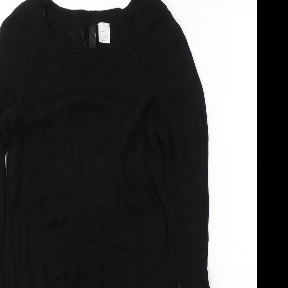 H&M Womens Black Round Neck  Acrylic Tunic Jumper Size 6   - open back