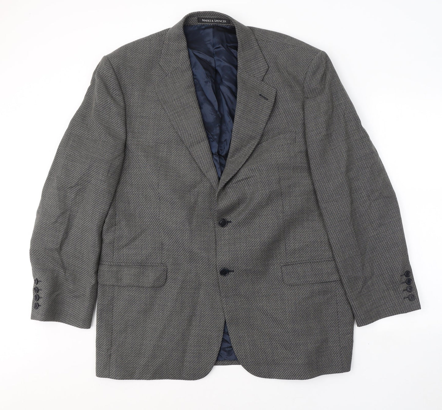 Marks and Spencer Mens Black Geometric Wool Jacket Suit Jacket Size 44