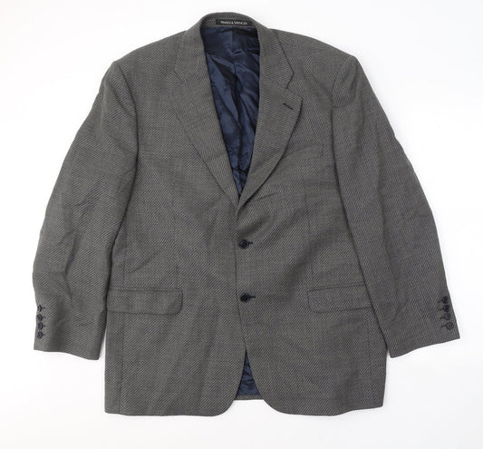 Marks and Spencer Mens Black Geometric Wool Jacket Suit Jacket Size 44