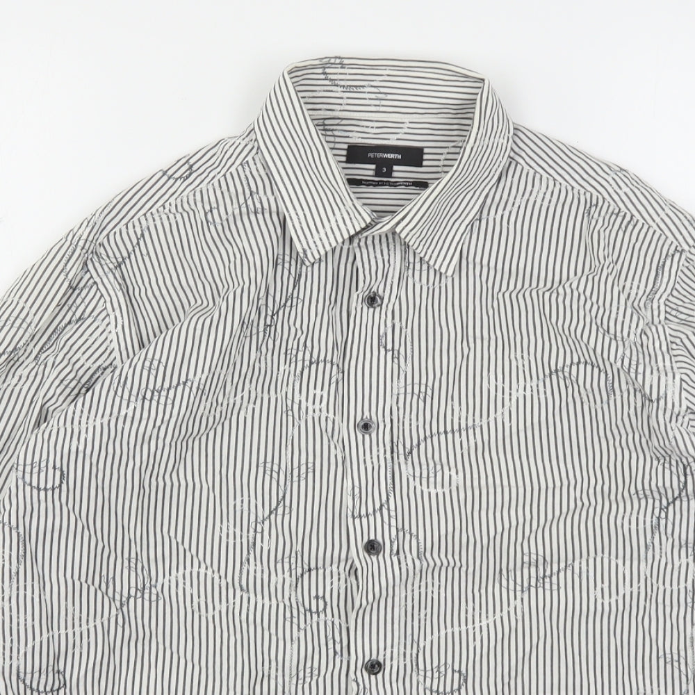 Peter Werth  Mens Multicoloured Striped Cotton  Button-Up Size M Collared Button