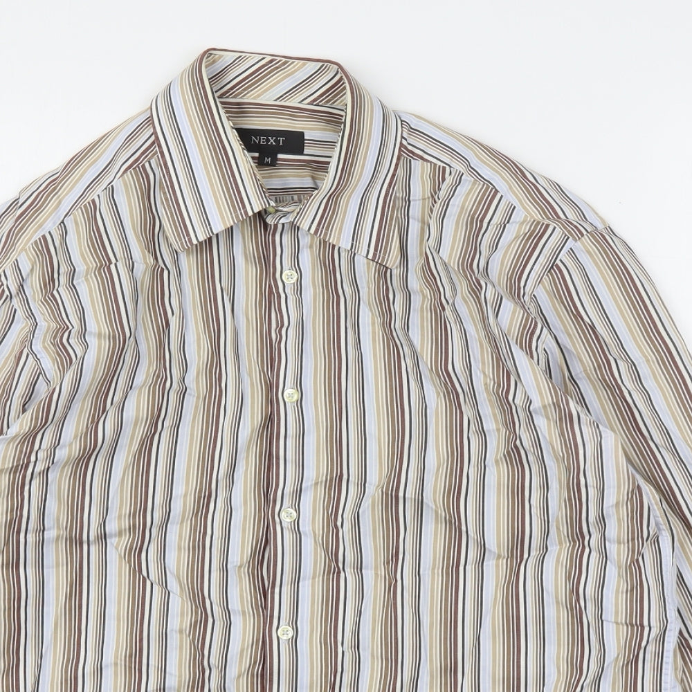 NEXT Mens Multicoloured Striped Cotton  Button-Up Size M Collared