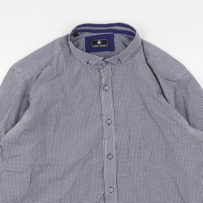 Daniel Rosso Mens Blue Check Cotton  Button-Up Size L Collared