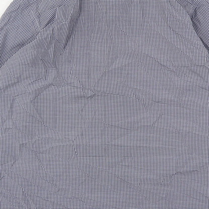 Daniel Rosso Mens Blue Check Cotton  Button-Up Size L Collared