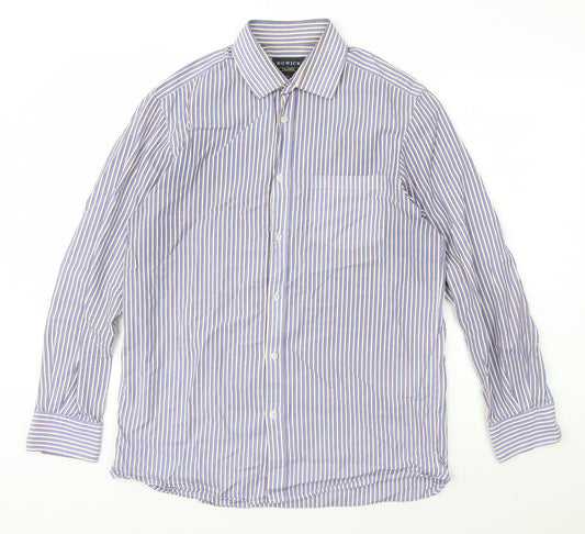 Howick Tailored Mens Multicoloured Striped Cotton  Button-Up Size 15.5 Collared Button