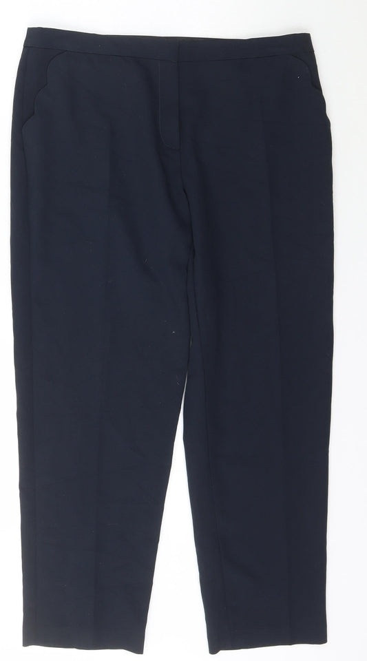 Atmosphere Womens Blue  Polyester Carrot Trousers Size 12 L26 in Regular Hook & Eye