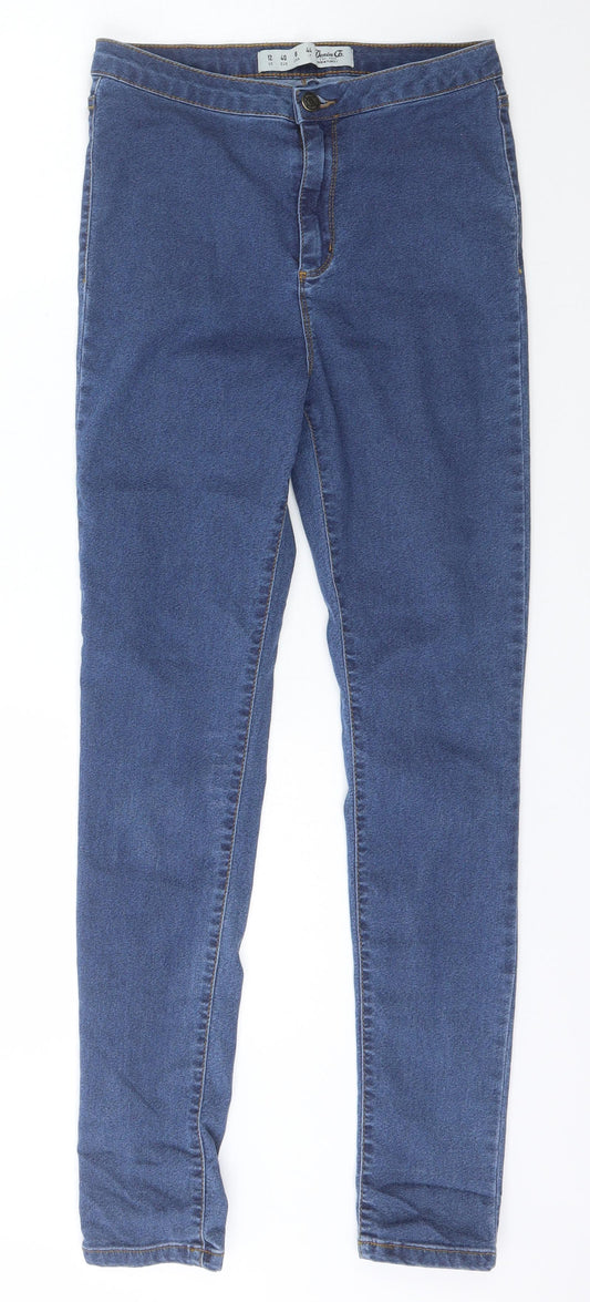 Denim & Co. Womens Blue  Cotton Jegging Jeans Size 12 L29 in Regular Button
