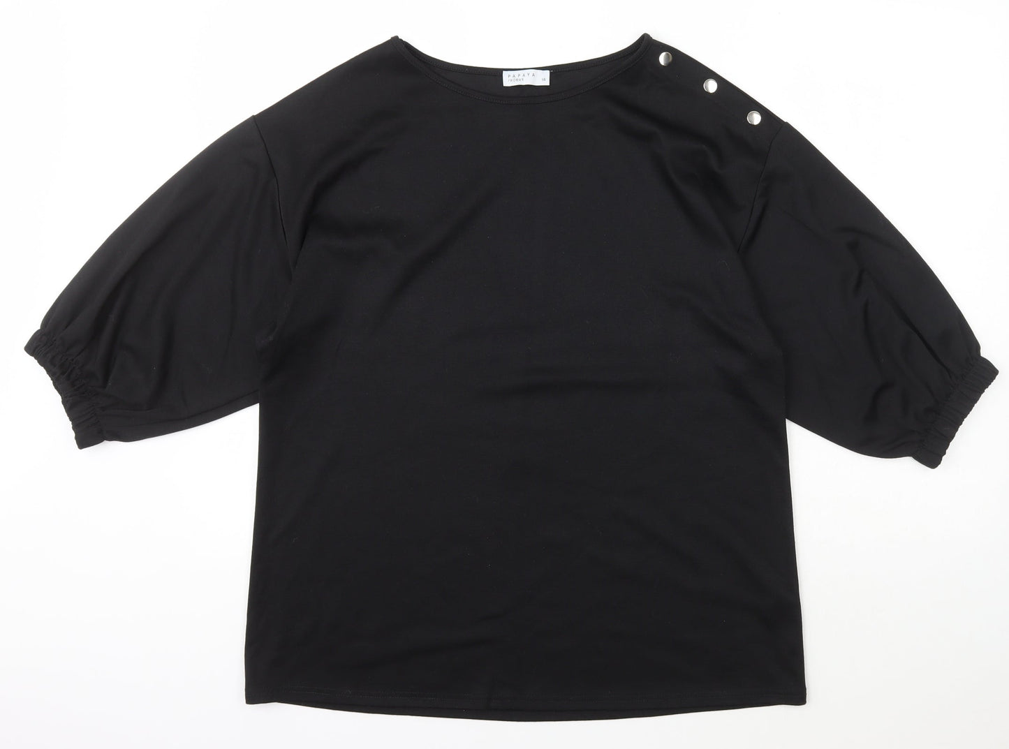 Papaya Womens Black Scoop Neck  Polyester Pullover Jumper Size 14