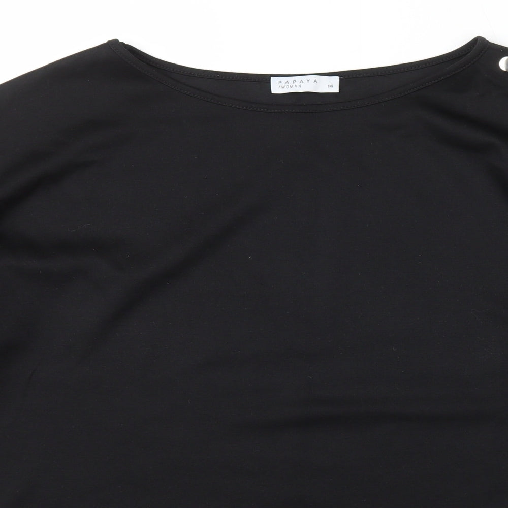 Papaya Womens Black Scoop Neck  Polyester Pullover Jumper Size 14