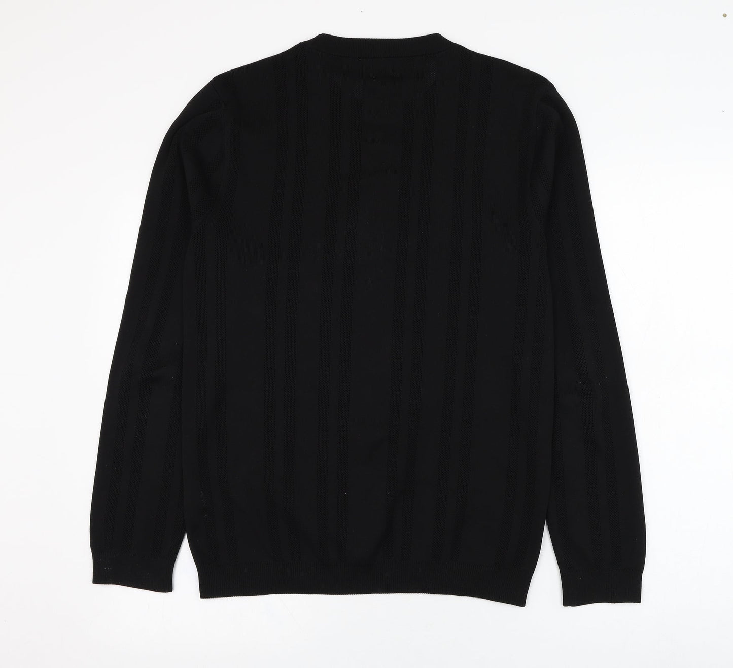 River Island Mens Black Round Neck  Polyester Pullover Jumper Size L