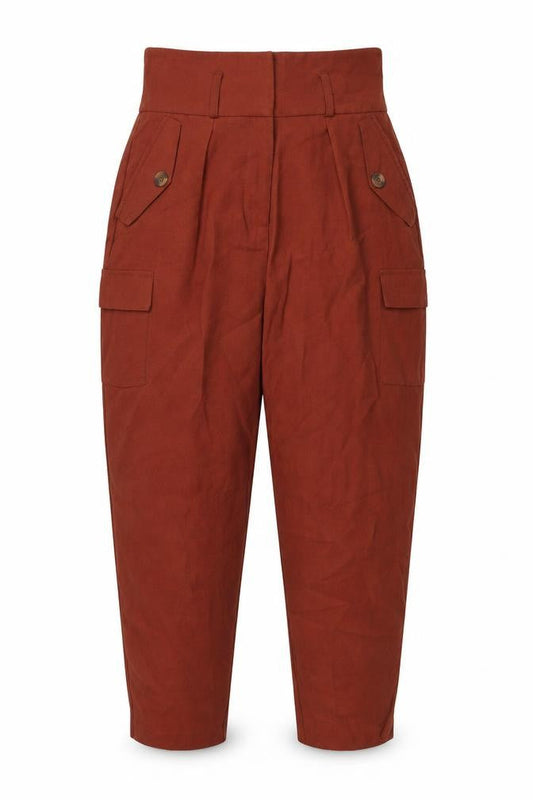 ASOS Womens Brown  Viscose Cropped Trousers Size 8 L23 in Regular Zip