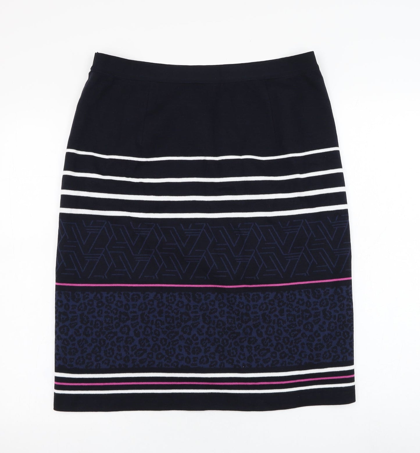 Preworn Womens Blue Geometric Polyester Straight & Pencil Skirt Size 34 in