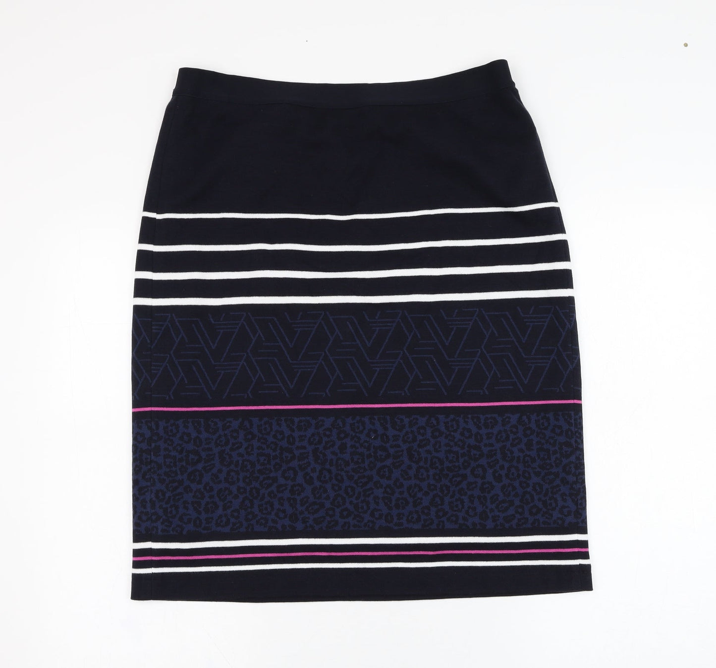 Preworn Womens Blue Geometric Polyester Straight & Pencil Skirt Size 34 in