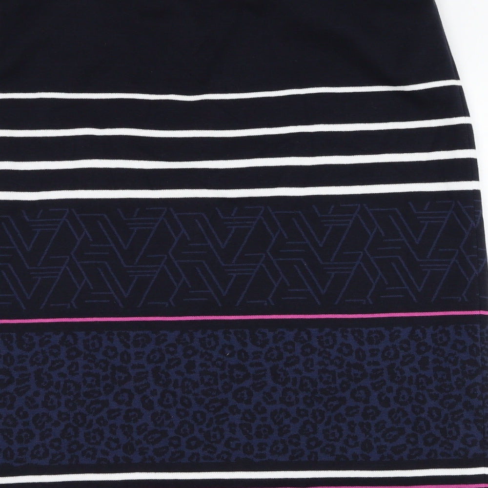 Preworn Womens Blue Geometric Polyester Straight & Pencil Skirt Size 34 in