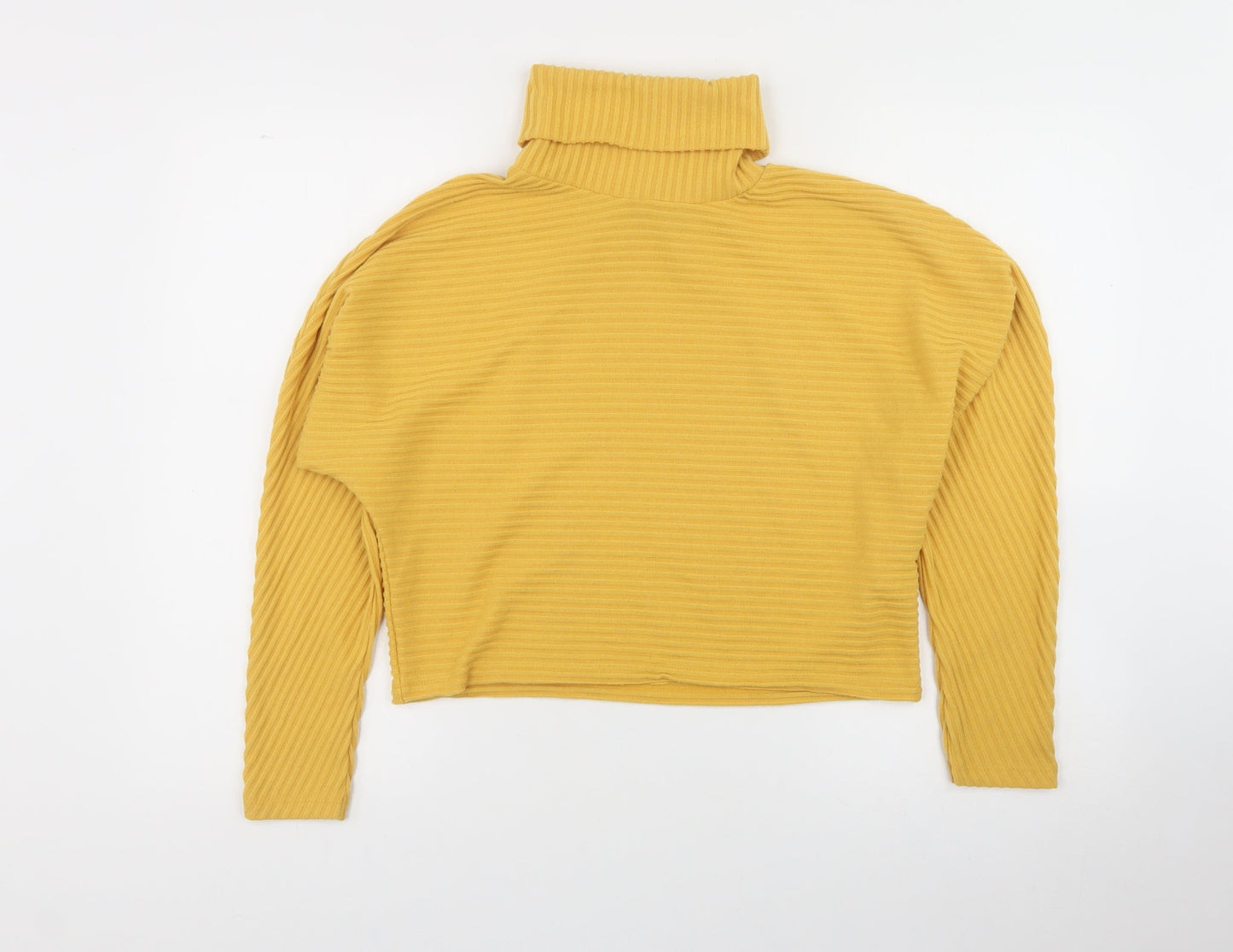 New Look Womens Yellow  Polyester Basic T-Shirt Size S High Neck