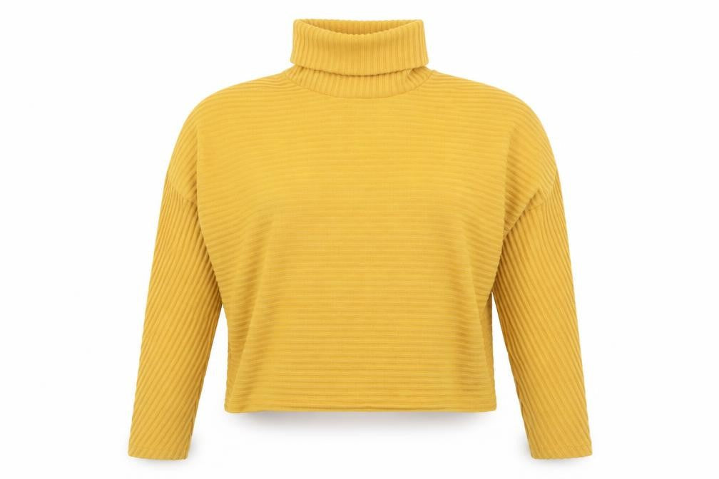 New Look Womens Yellow  Polyester Basic T-Shirt Size S High Neck