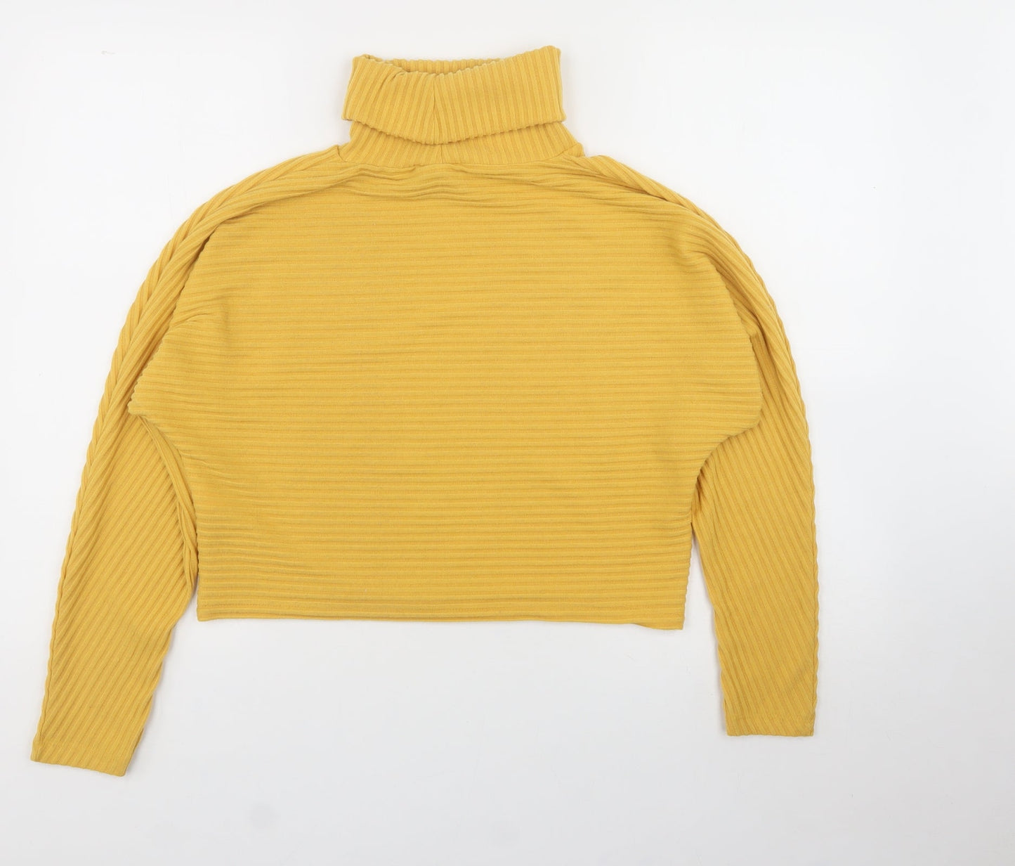 New Look Womens Yellow  Polyester Basic T-Shirt Size S High Neck