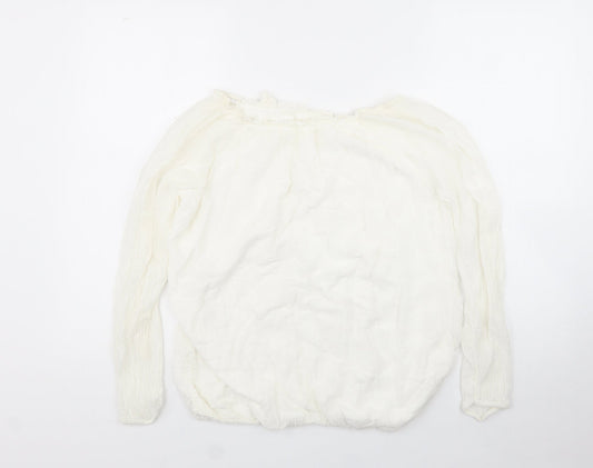 Preworn Womens White  Viscose Basic Blouse Size 14 Off the Shoulder