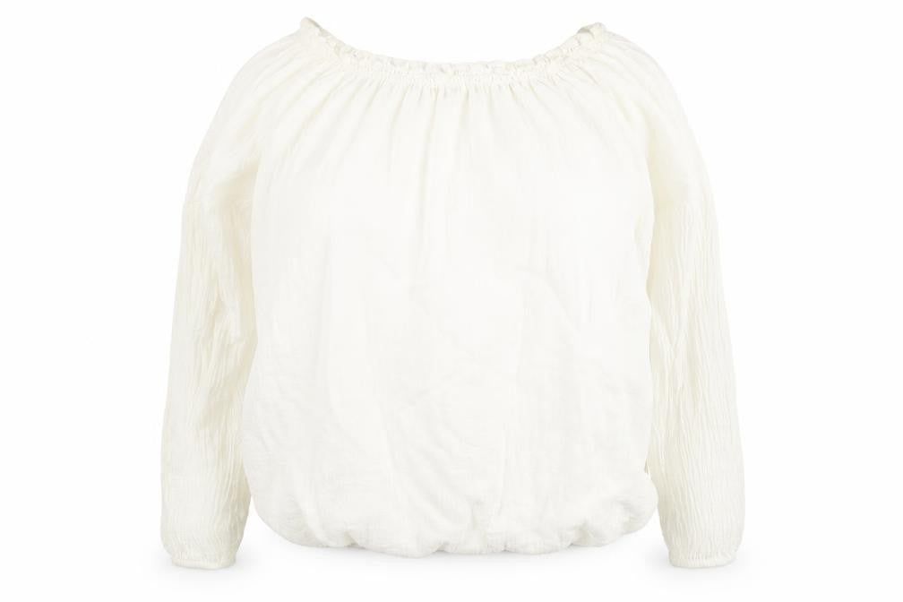 Preworn Womens White  Viscose Basic Blouse Size 14 Off the Shoulder