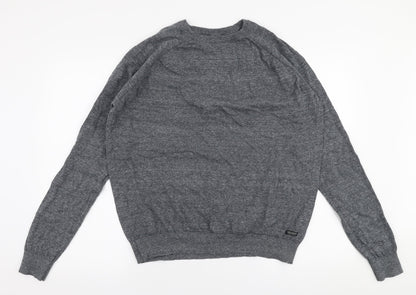 Threadbare Mens Grey Round Neck  Cotton Pullover Jumper Size XL